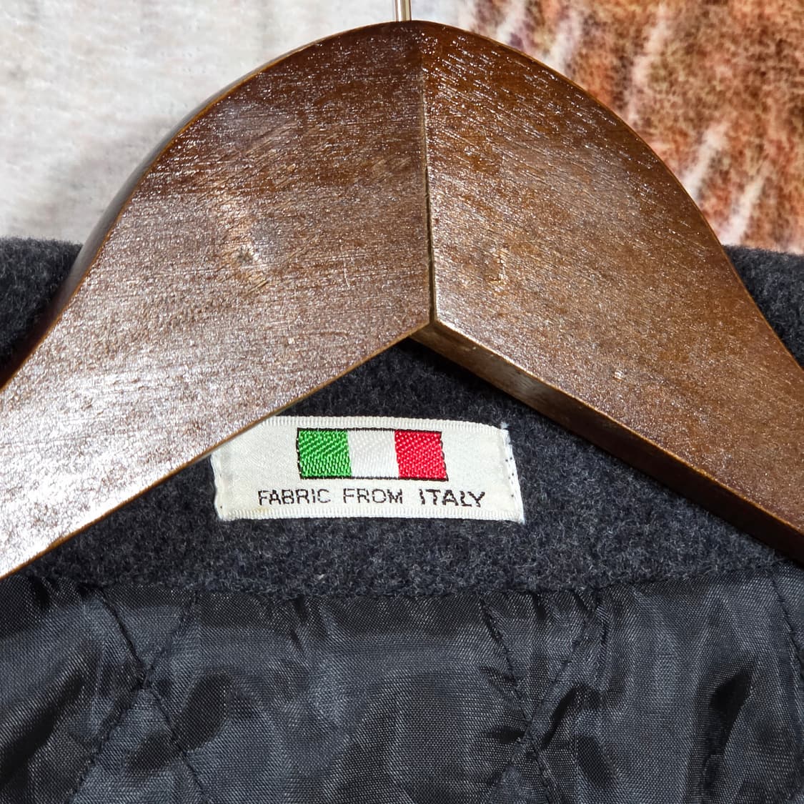 일본 빈티지 더블 버튼 차콜 누빔 미디 코트 상품이미지8