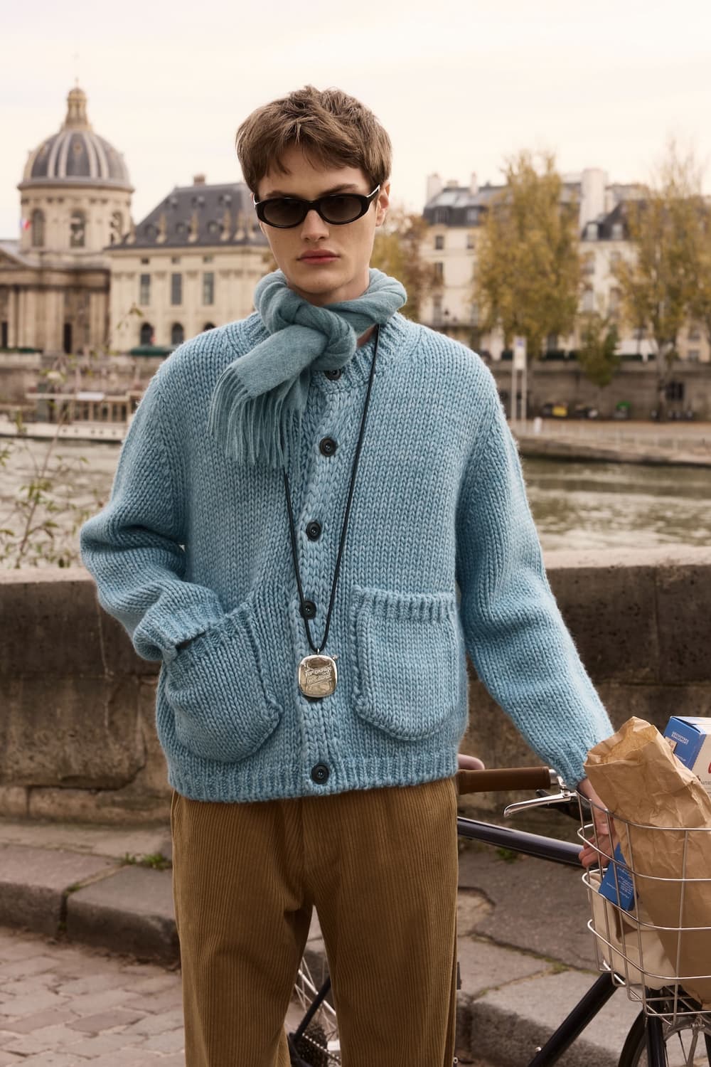 M L stu 에스티유 디멘션 포켓 가디건 스카이블루 미개봉 새제품 판매 상품이미지1