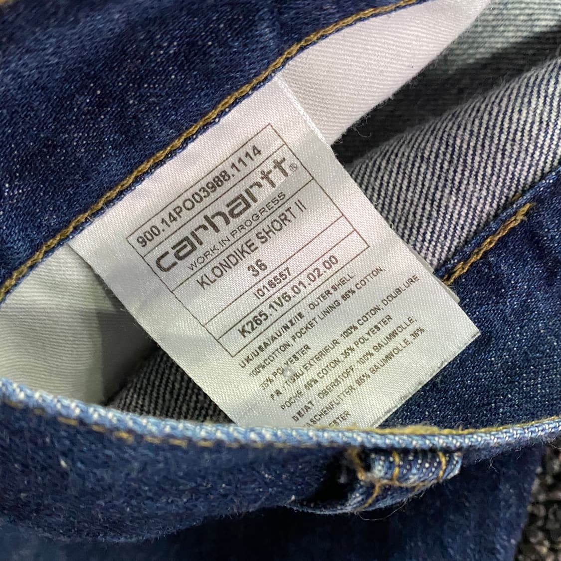 칼하트 패치로고 하프 데님팬츠 B4254 상품이미지3