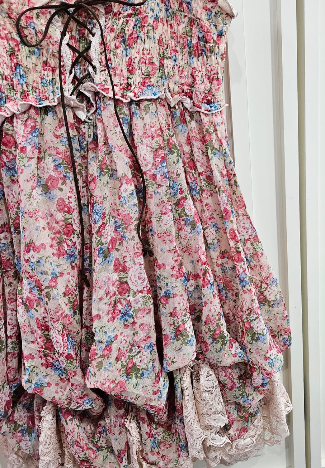 플라워 셔링 레이스 뷔스티에 원피스 상품이미지4