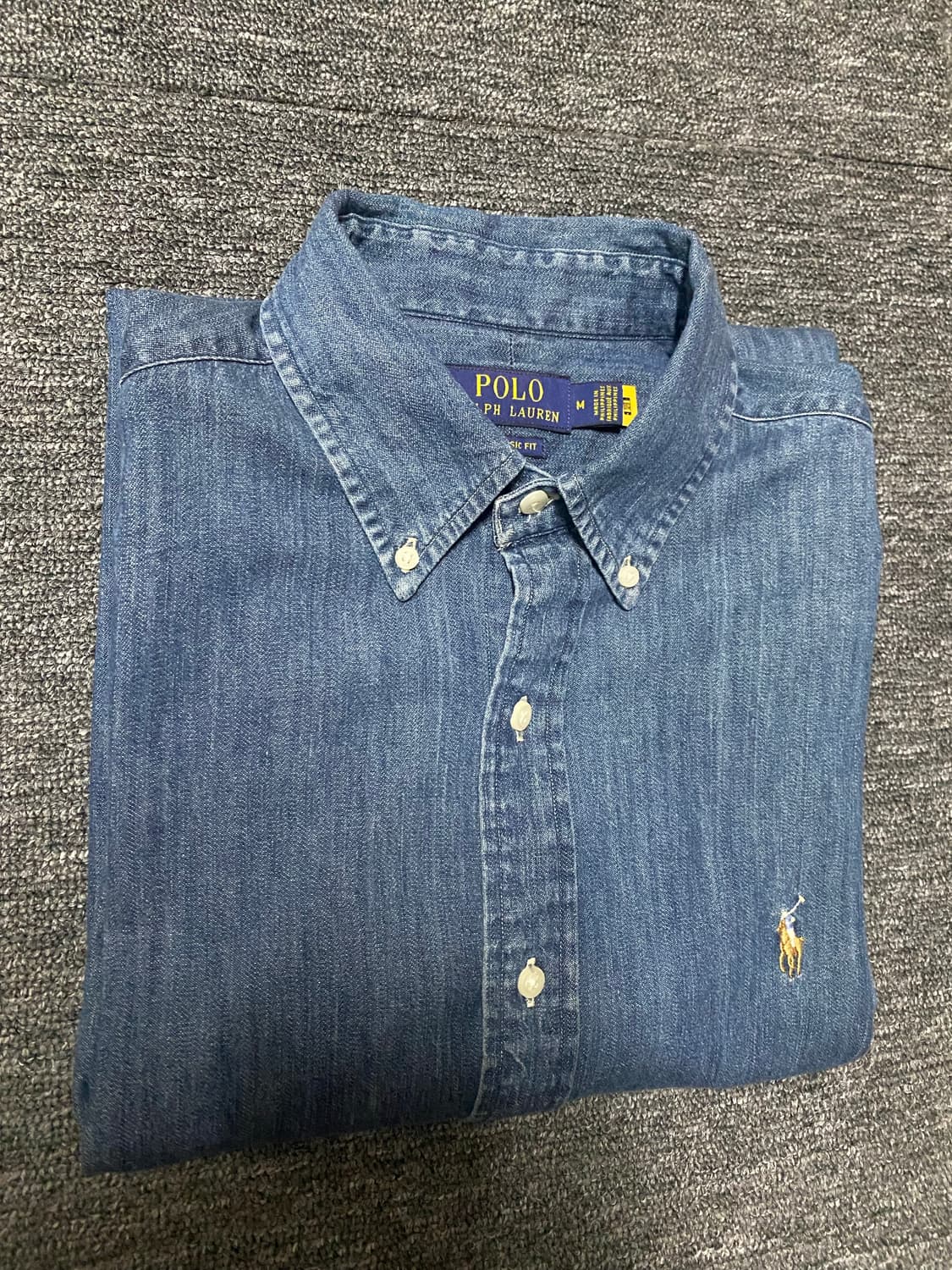 반값이하 정리] 최신형 QR 맨즈M 클래식핏 폴로 데님셔츠 청남방 상품이미지3