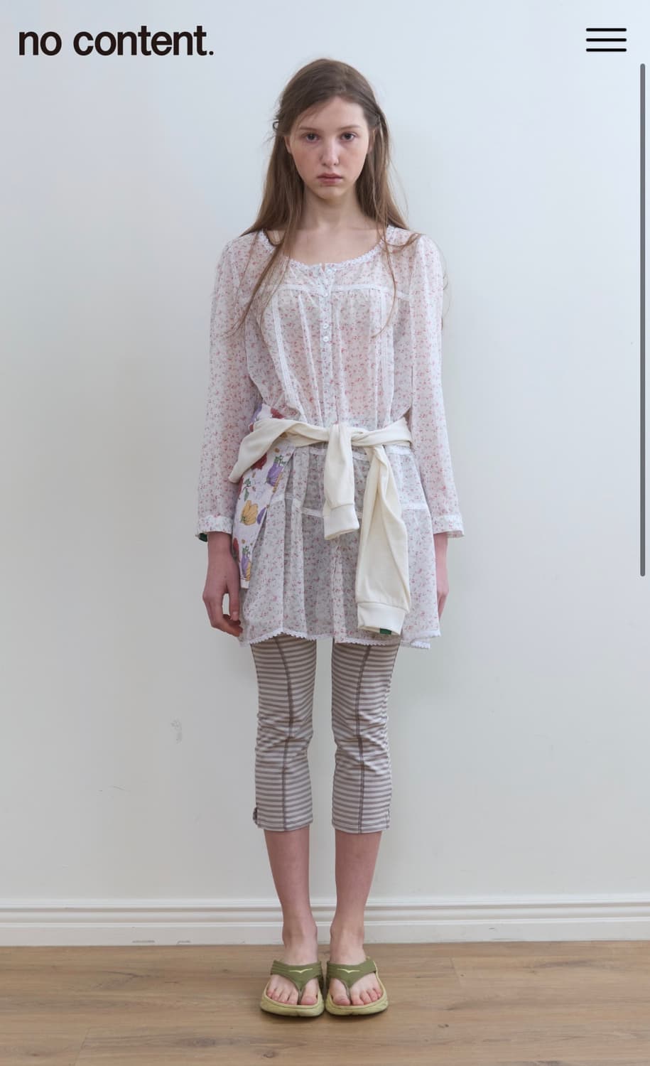 노컨텐츠 338. Sheer Flower Dress _ Ivory 상품이미지1