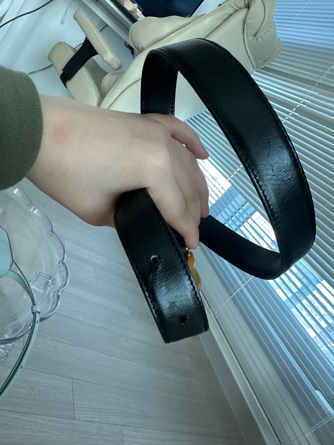 셀린느 트리옹프 블랙레더 로고 벨트 금장 75 상품이미지9