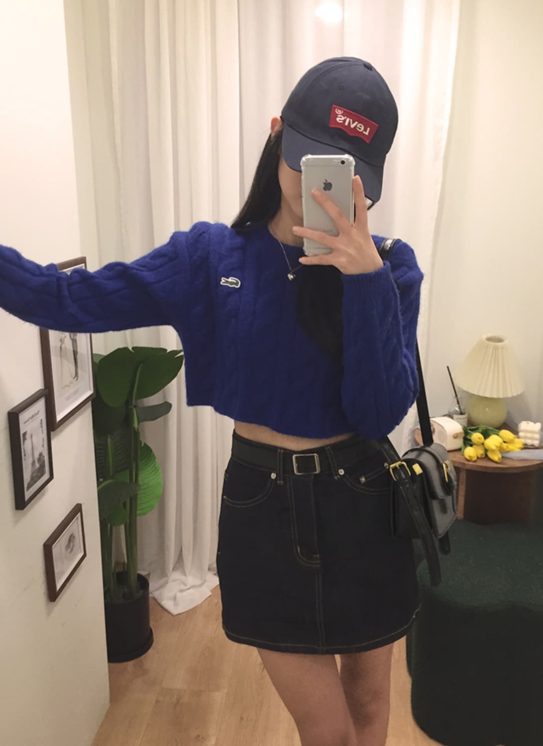 여성 라코스테 꽈배기 크롭니트 95 상품이미지2