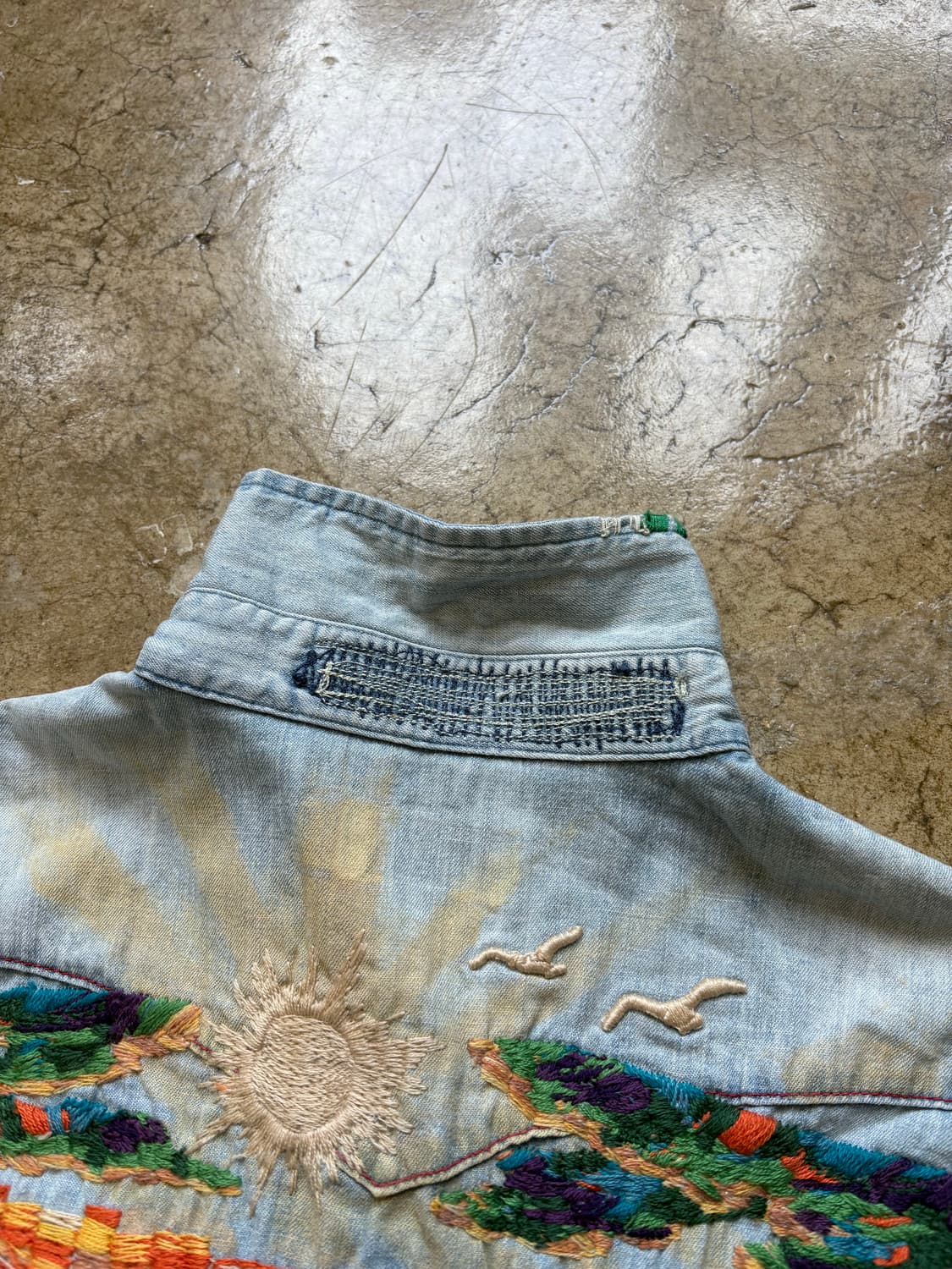 폴로 해변 자수 빈티지 아트웍 데님 셔츠 상품이미지6