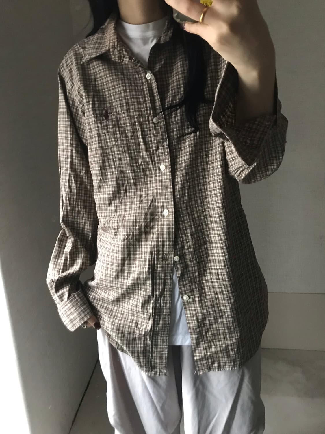 폴로 브라운 버건디포니 체크셔츠 상품이미지1