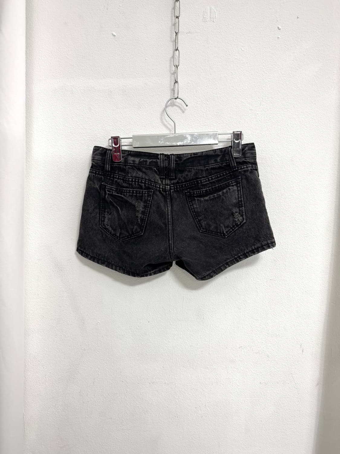 Black washed denim shorts 상품이미지3