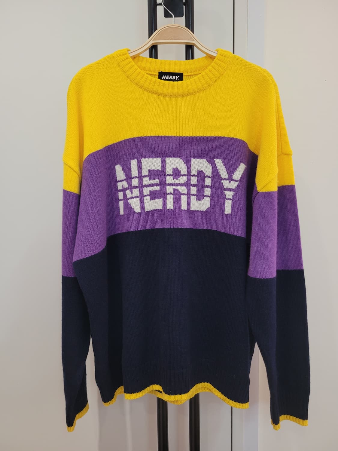널디 NERDY 컬러 블록 니트 스웨터 오버핏 M사이즈 상품이미지1