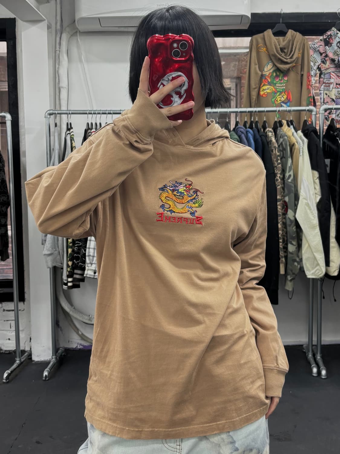 슈프림 브라운 드래곤 후드 티셔츠 상품이미지1
