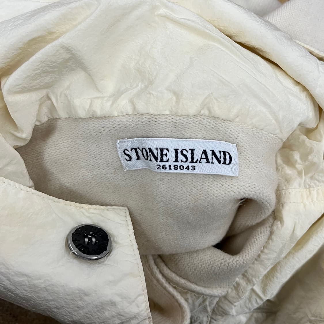 [정품/M] 스톤아일랜드 후드 니트 가디건 아이보리 b18 상품이미지5