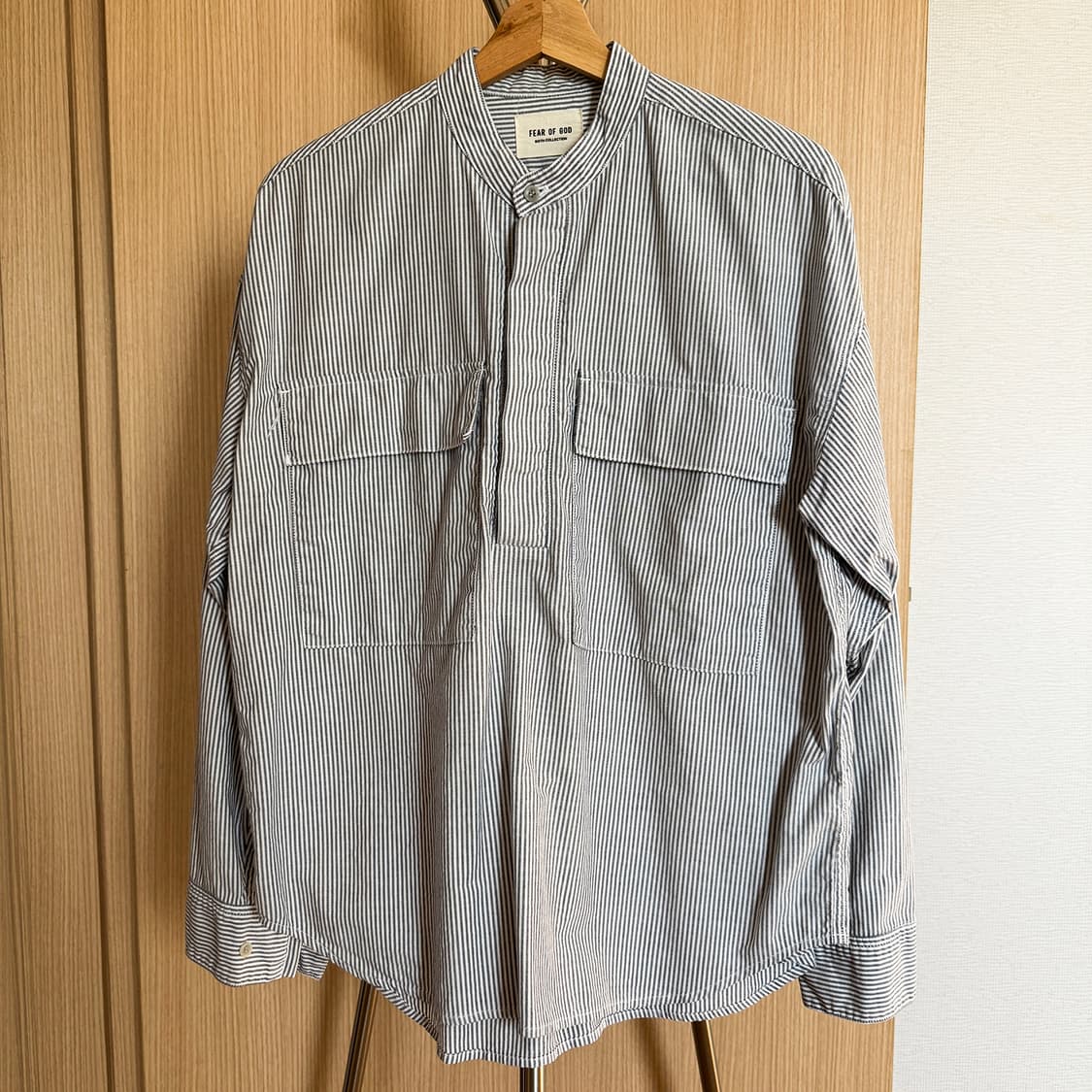 [XS] 피어오브갓 6th 그레이 스트라이프 풀오버 헨리 셔츠 상품이미지2