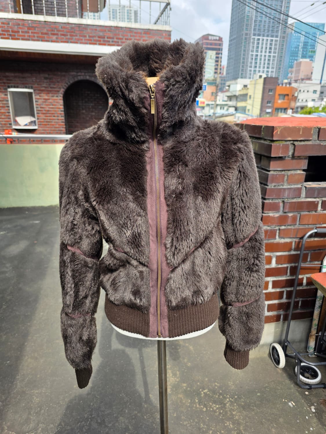 브라운 빈티지 퍼자켓 상품이미지1