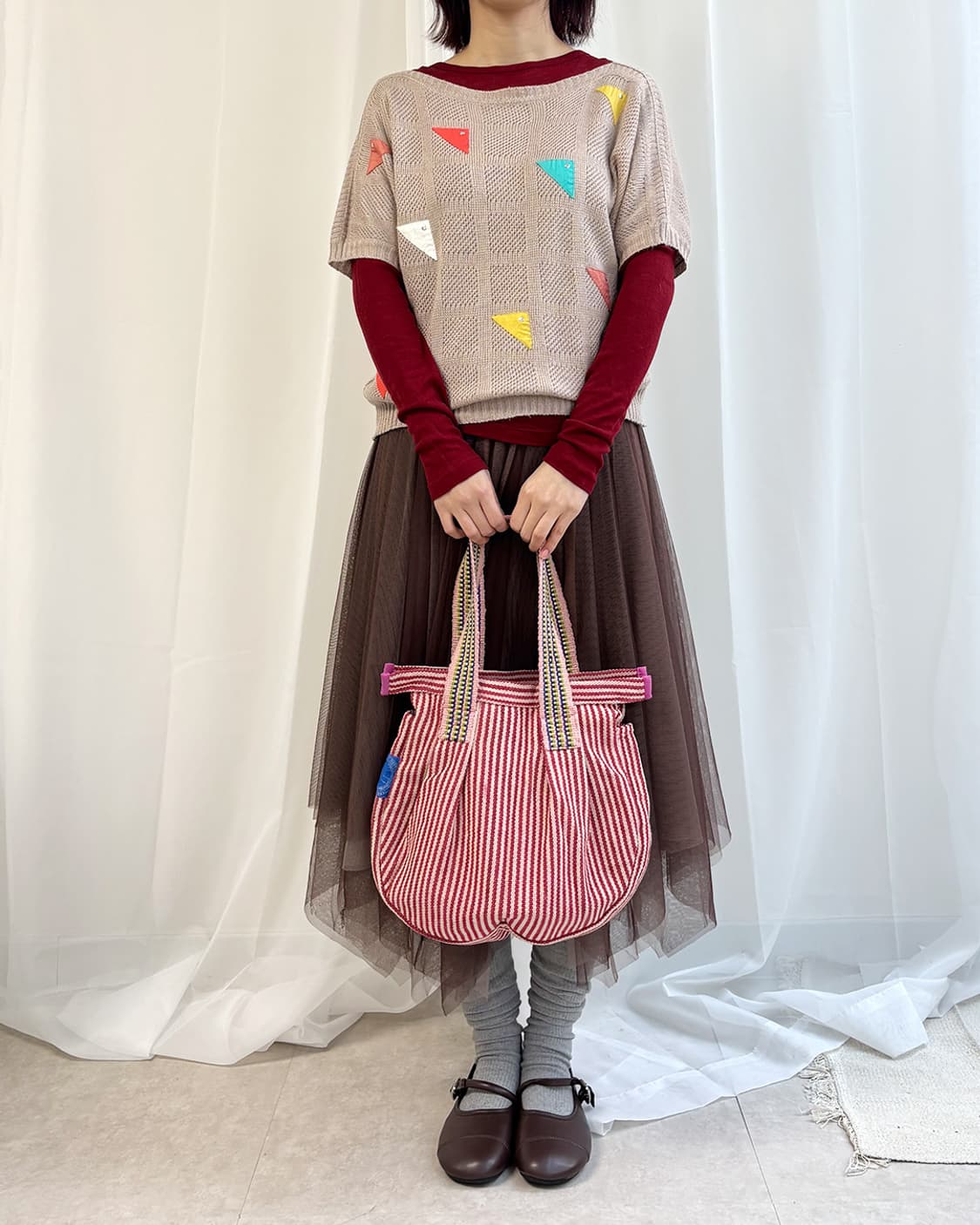 Nepal red stripe tote bag 상품이미지2