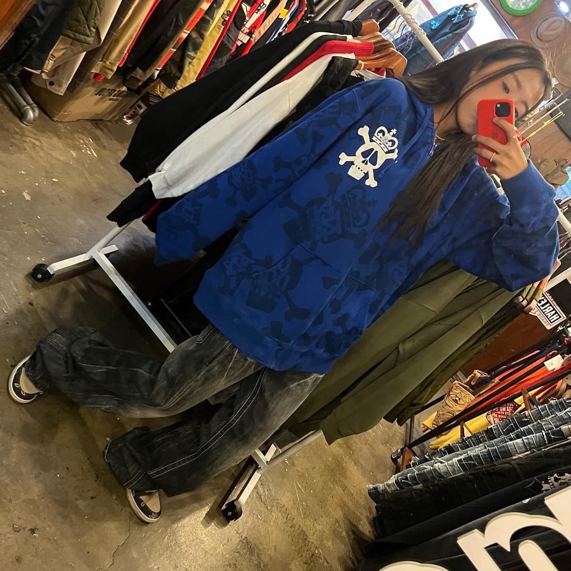 Stüssy skull logo hood zip-up 상품이미지10