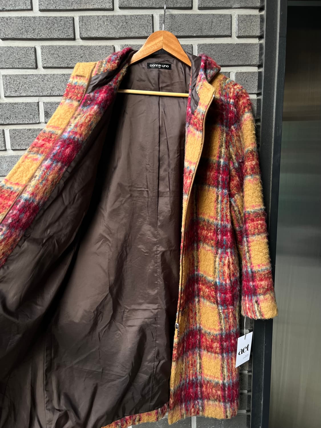 DONNA UNO 헤어리 체크패턴 미디 코트 상품이미지10