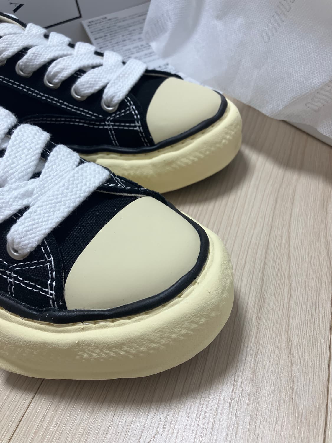 메종 미하라 야스히로 피터슨 VL OG솔 캔버스 로우탑스니커즈 블랙 38 상품이미지7