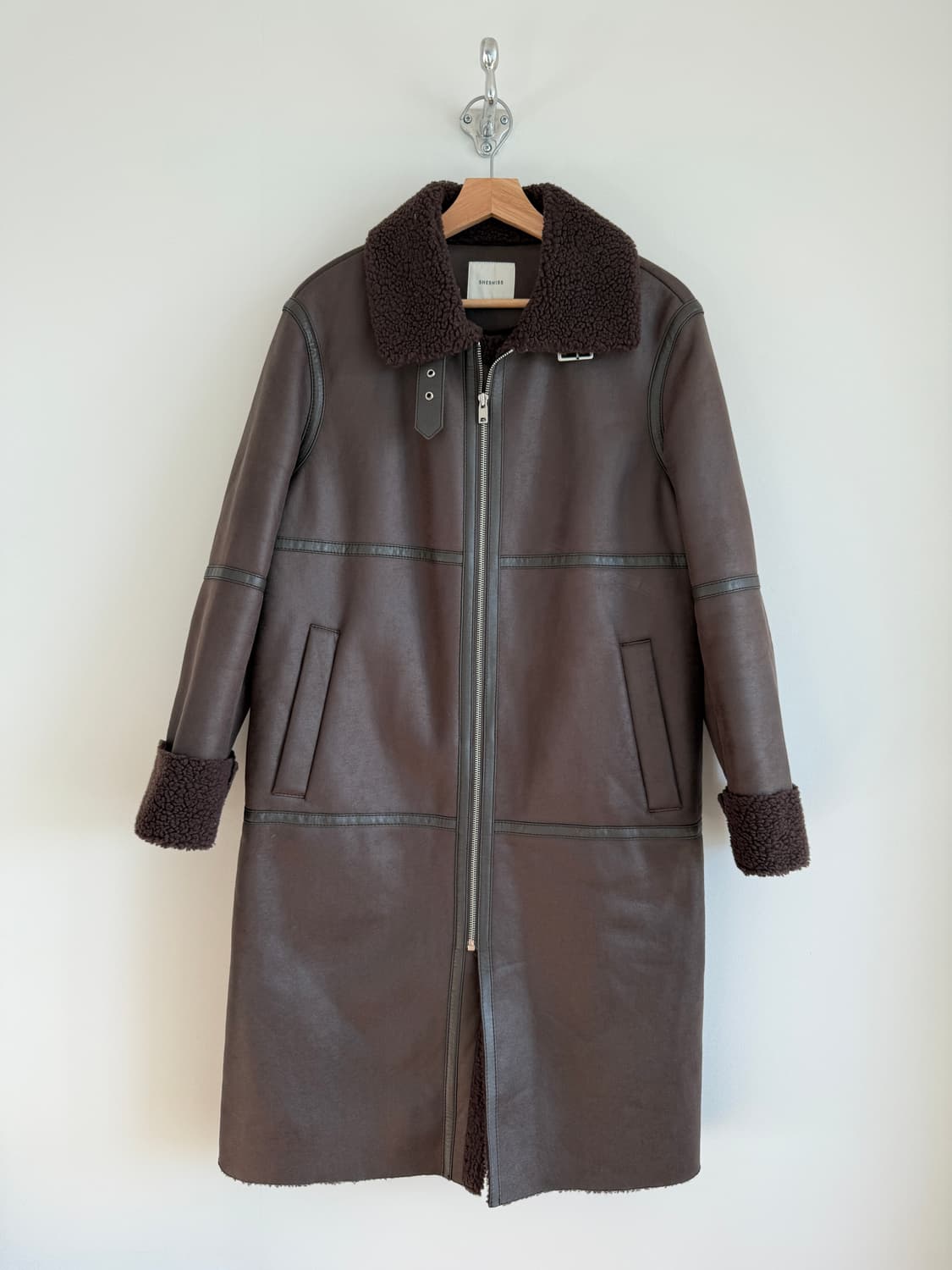 SHESMISS 비건레더 롱 무스탕 상품이미지1