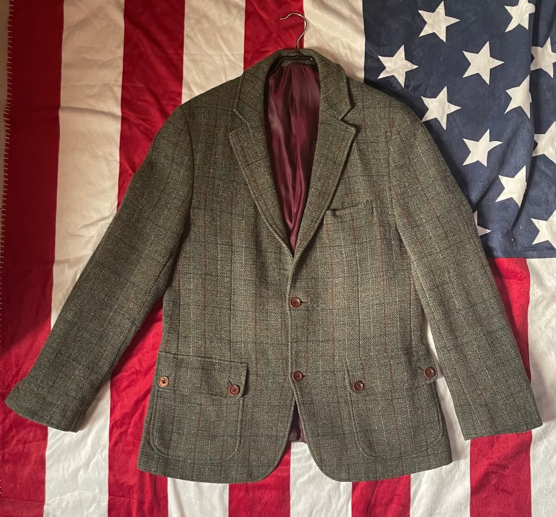 British vintage 빈티지 헤리스 트위드 2B 스포츠 자켓   상품이미지1