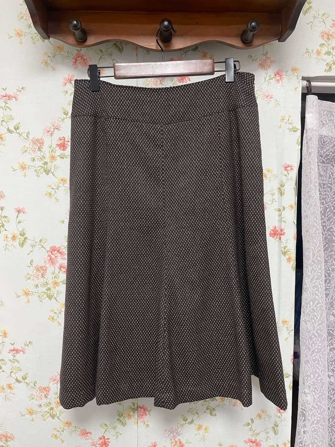 브라운 도트 미디 스커트 상품이미지2