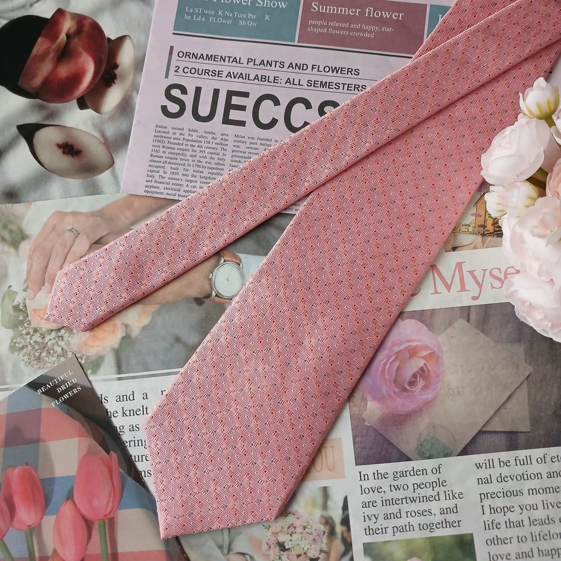 니나리치 실크 핑크 미니 패턴 넥타이 9.1cm A+등급 A19508
 상품이미지5