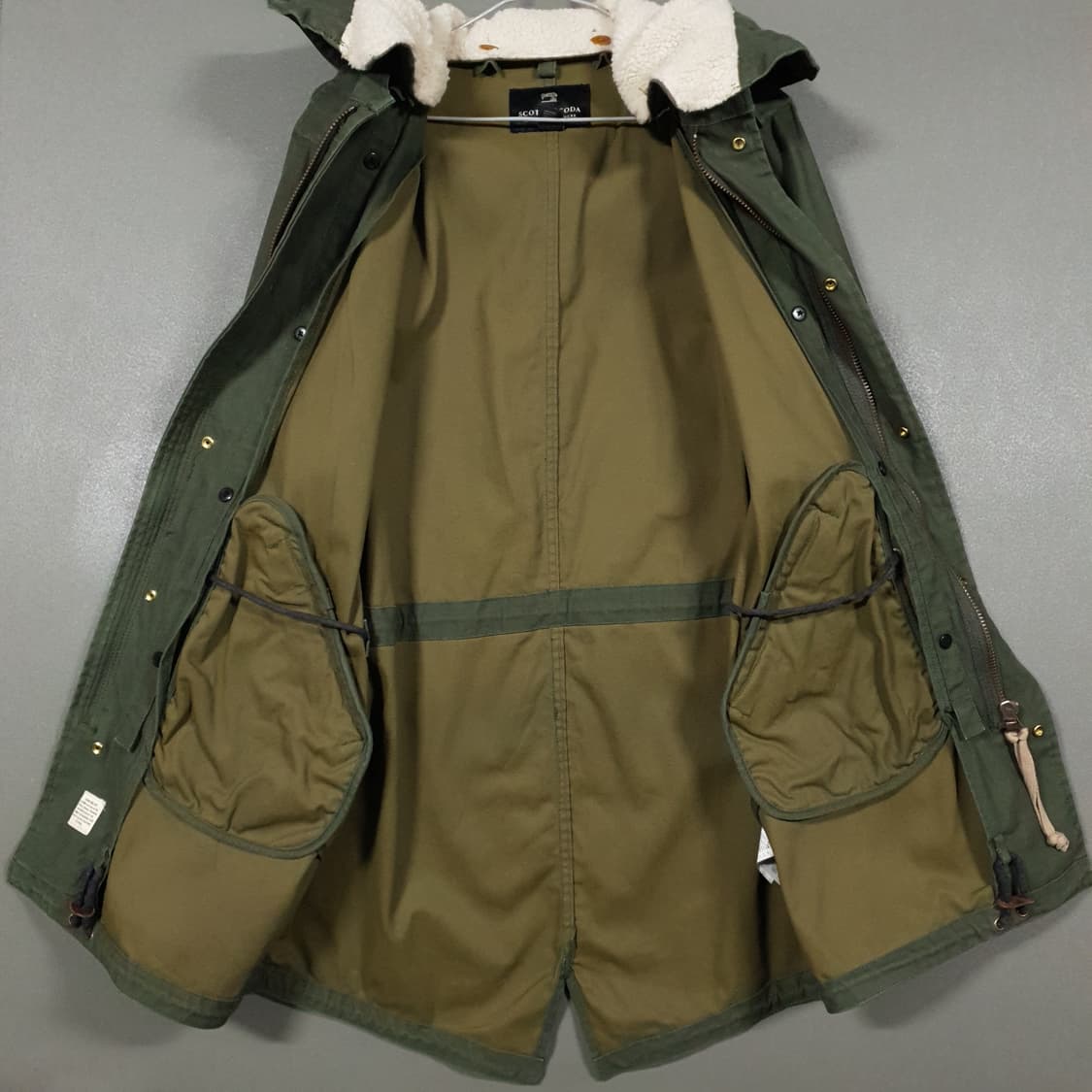 100) 스카치앤소다 피쉬테일 M65 야상 쉐르파 후드 자켓 파카 카키 상품이미지6