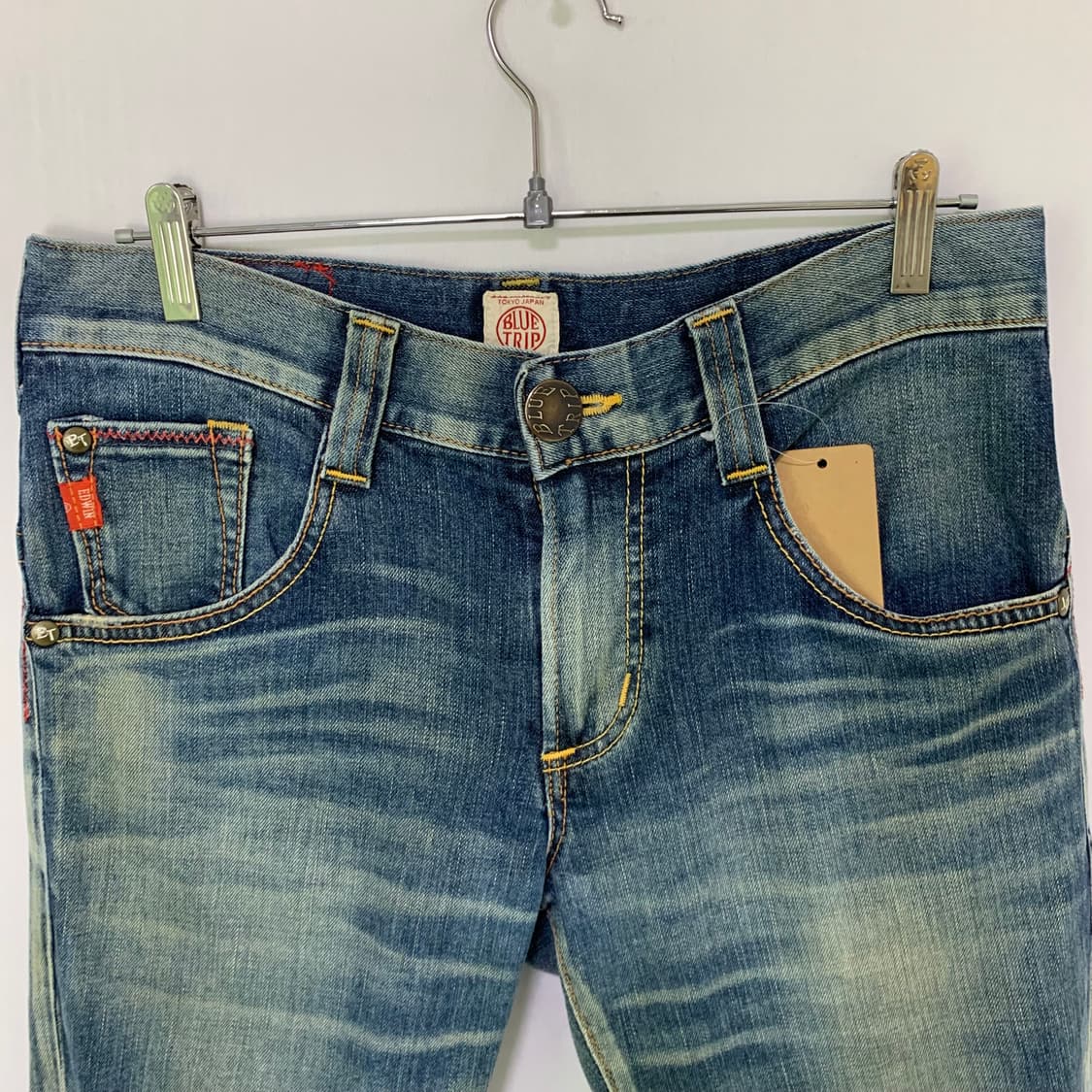 에드윈 BLUE TRIP 워싱 데님 부츠컷 팬츠 중청바지 33인치 상품이미지3
