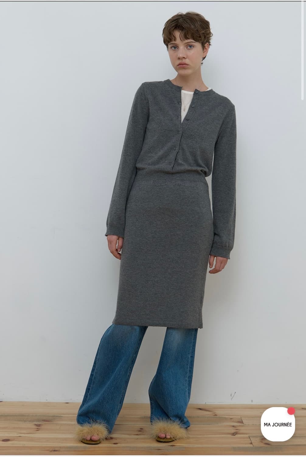 마조네 모노 니트 드레스 상품이미지1