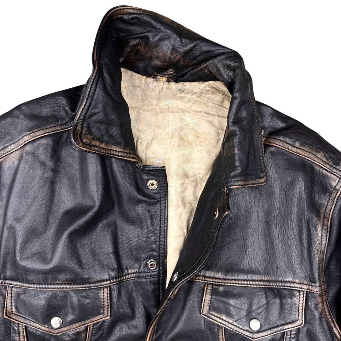 빈티지 레더 트러커 자켓 상품이미지3