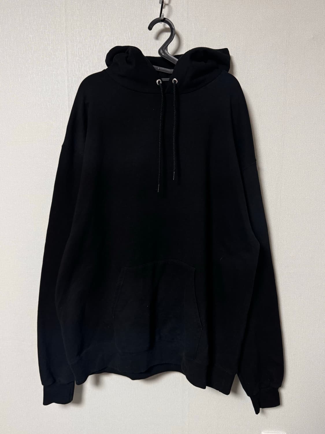 챔피온 무지 블랙 기모 후드티 상품이미지2