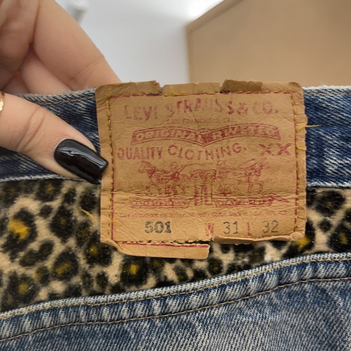 리바이스 희귀 갸루 레오파드 데미지 커스텀 데님팬츠 31인치 C07467 상품이미지5
