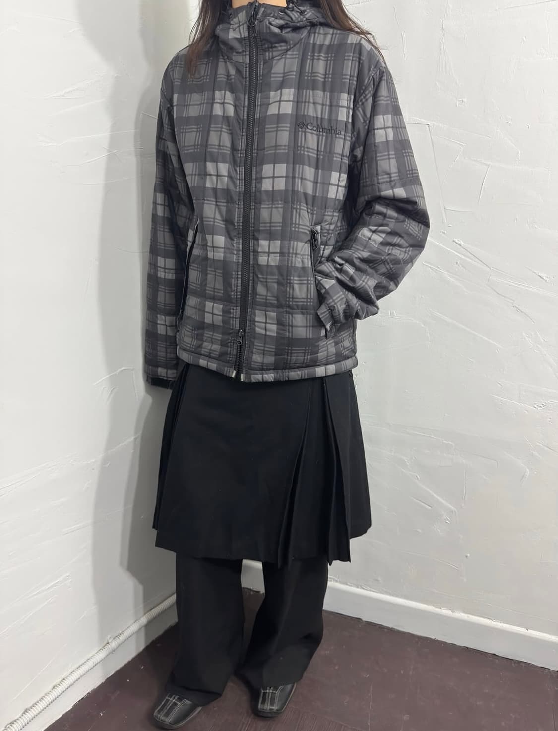 컬럼비아 체크 경량패딩 후드 자켓 상품이미지2