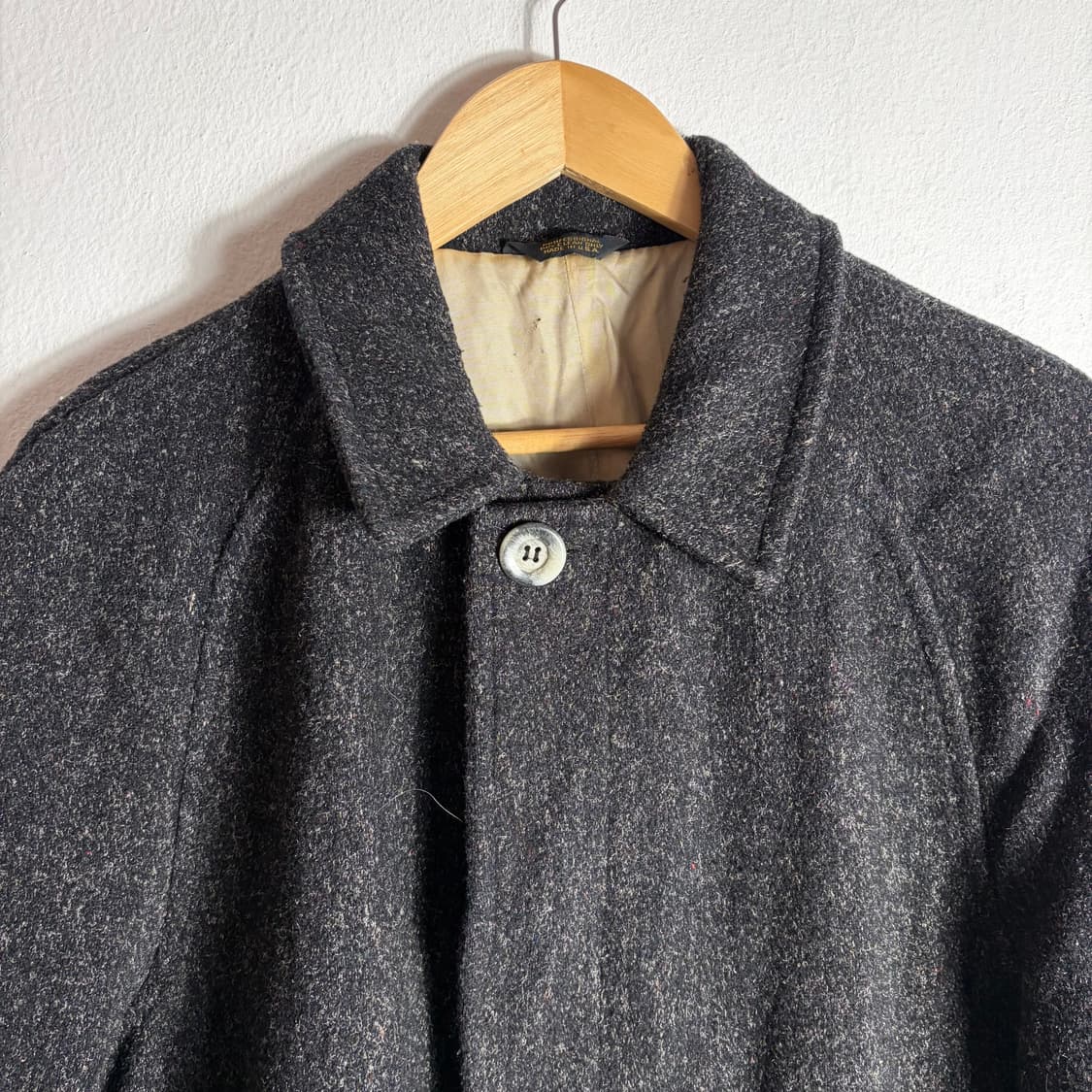 90s 빈티지 다크 그레이 모직 롱코트(40) 상품이미지4