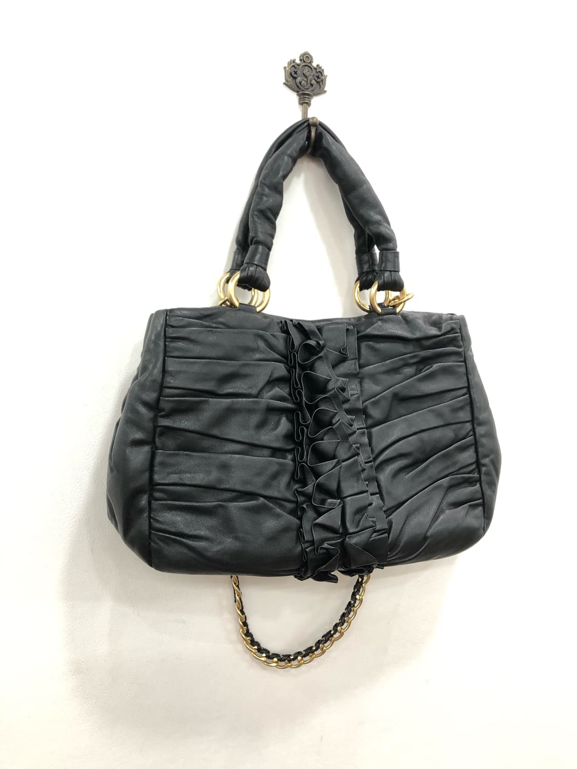 black front shirring shoulder bag 상품이미지5