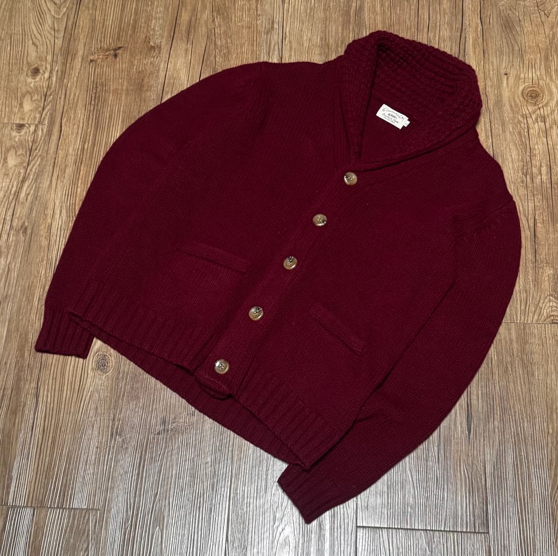 짐 빈티지 숄 카라 니트 가디건 상품이미지1