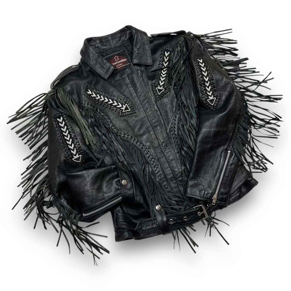 City Leather 90s 웨스턴 아카이브 프린지 라이더 자켓 상품이미지2