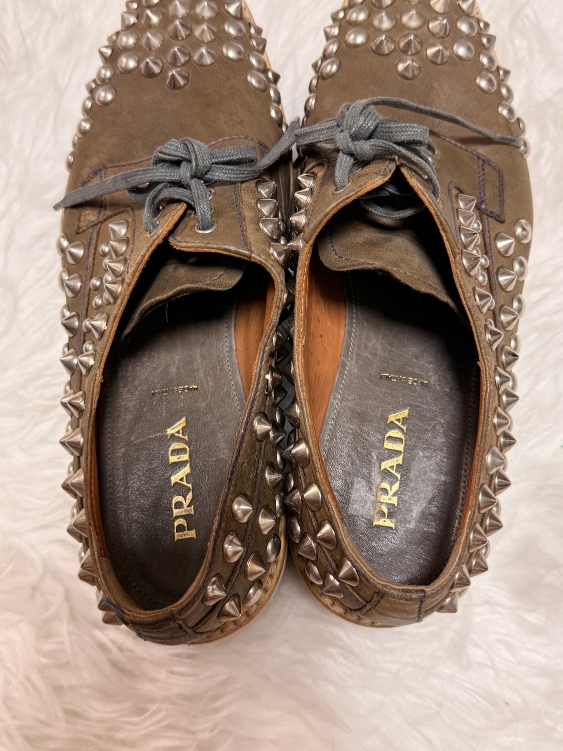 레어 /프라다 아이코닉 스파이크 스터드 플랫폼 옥스퍼드 슈즈(EU 38) 상품이미지6