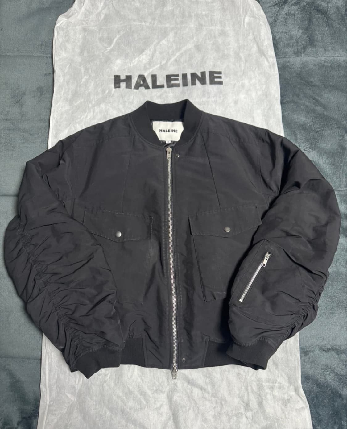 [2] 알렌느 카고 포켓 봄버 자켓 마원 블랙 상품이미지3