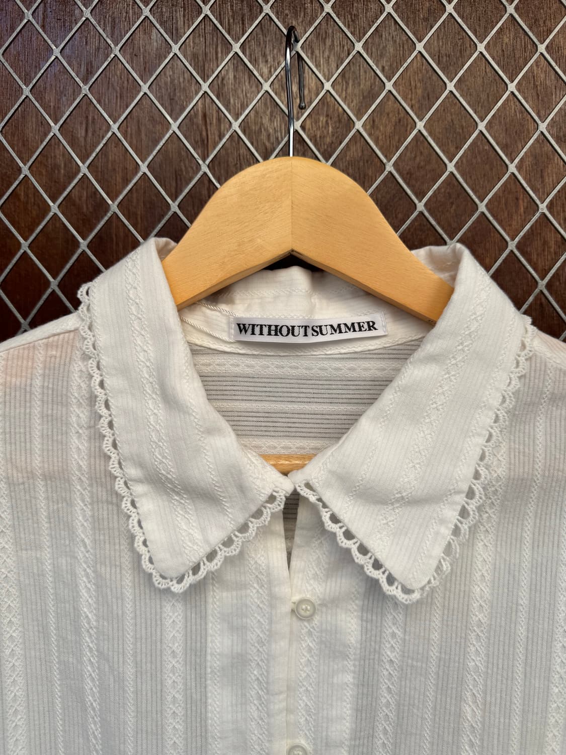 위드아웃썸머 플립 레이스 화이트 셔츠 블라우스 F 상품이미지7