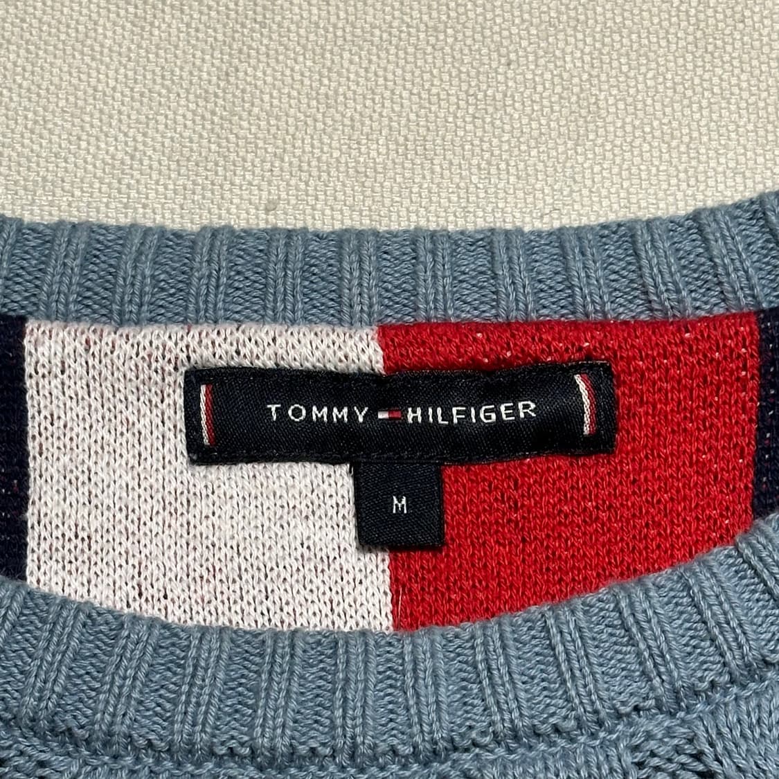 M 타미힐피거 스카이블루 케이블 니트 상품이미지4