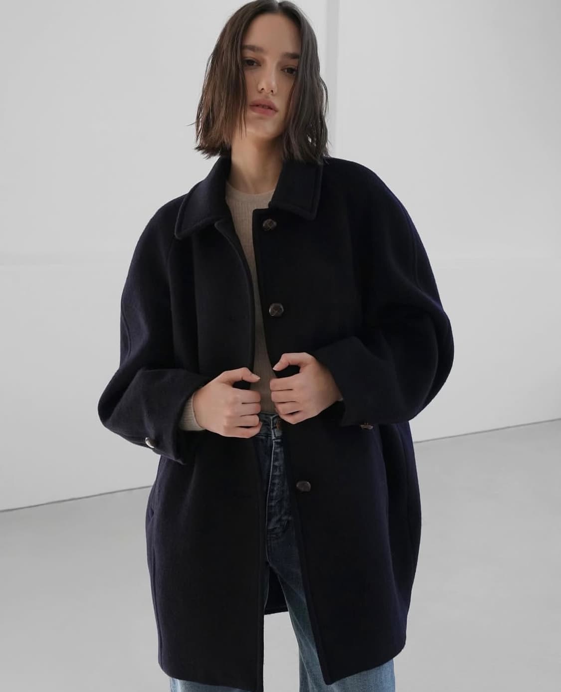 (새상품) 11am 일레븐에이엠 하프 코트 / 네이비 상품이미지1