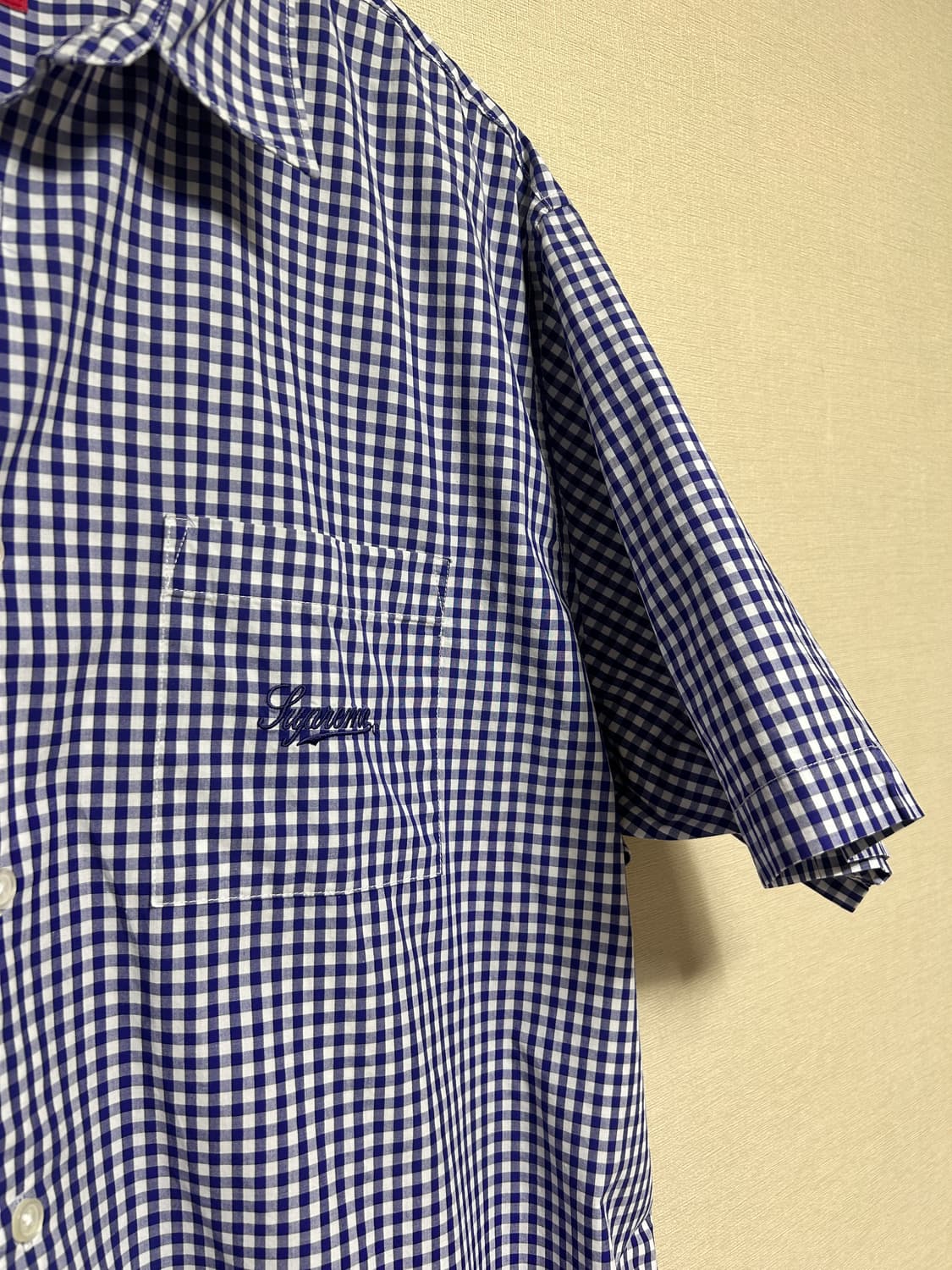 [XL] 슈프림 21ss 깅엄 체크 셔츠 네이비 상품이미지2