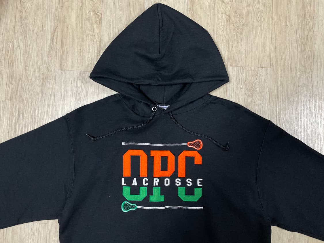 100) 챔피온 라크로스 빅로고 블랙 후드티(데드스탁) 상품이미지1