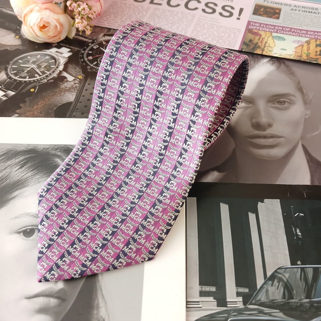 MCM 실크 올오버 로고 패턴 넥타이 9.3cm A+등급 A19068
 상품이미지2