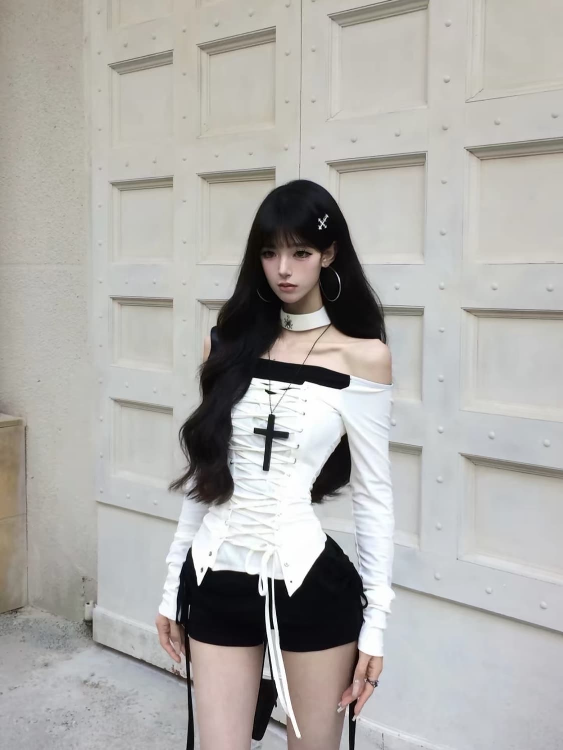 발레코어 오프숄더 티셔츠 시즈니룩 에이블리 상품이미지3