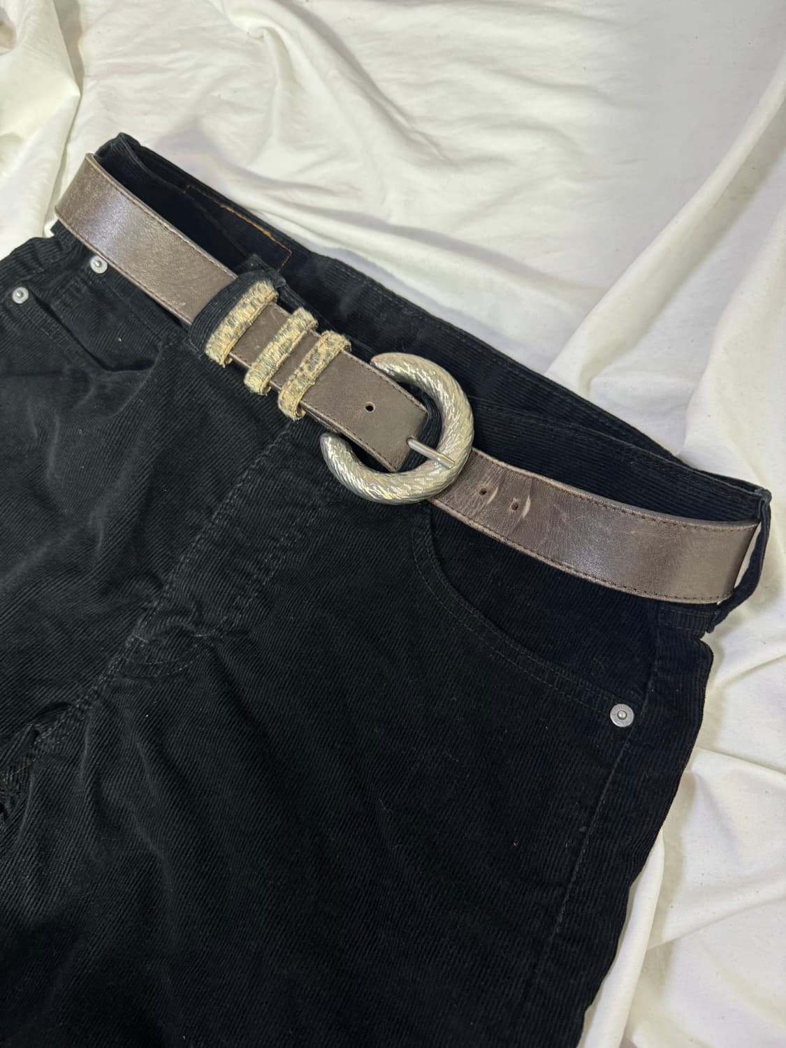 빈치지 송치 애니멀 패턴 벨트루프 웨스턴 벨트 상품이미지1