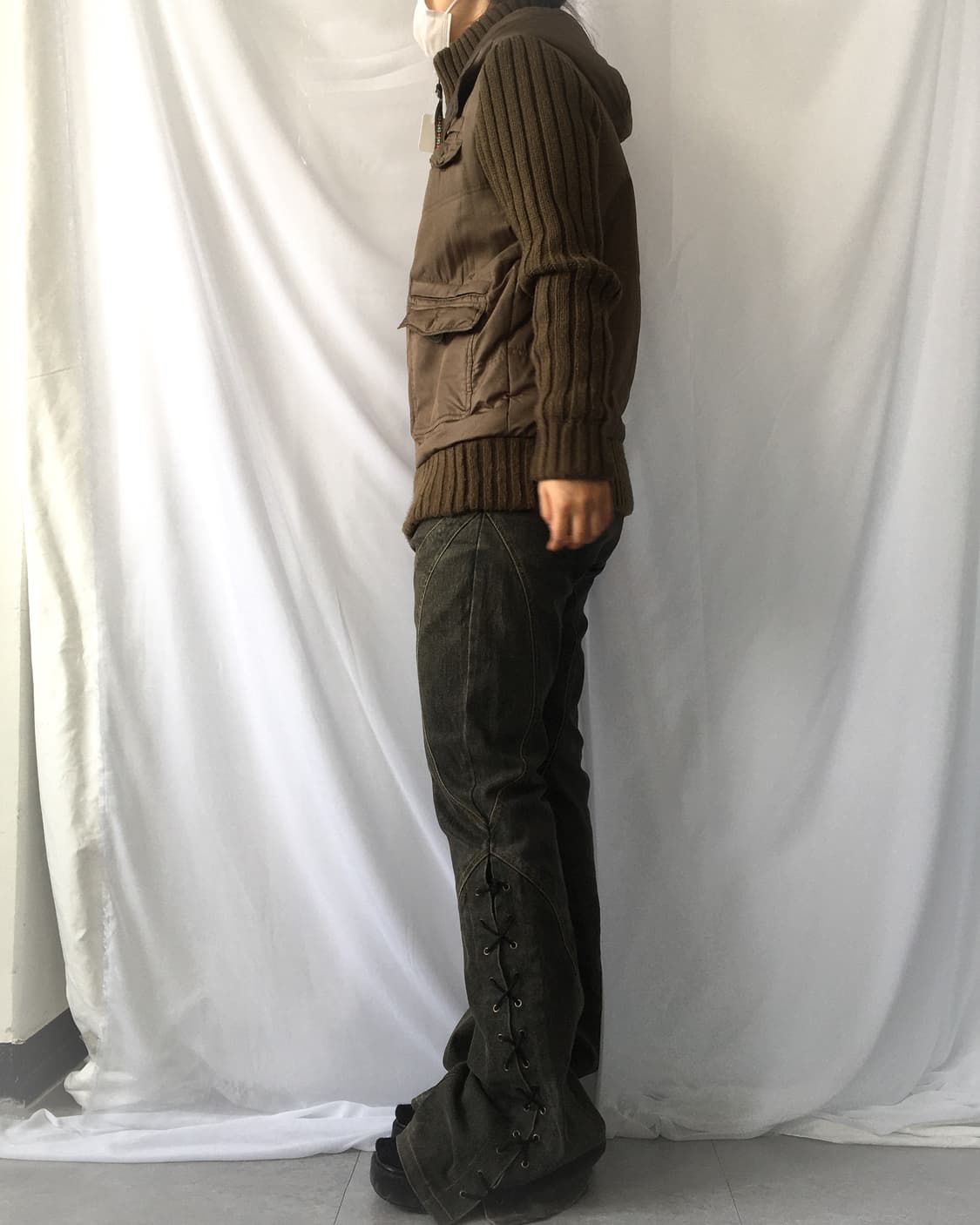 khaki high neck jacket 상품이미지6