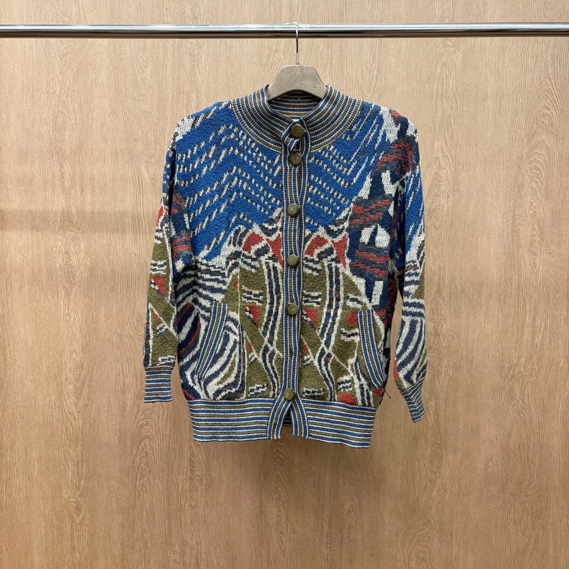 미쏘니 스포츠 니트 자켓 에스닉 패턴 패치 포켓 아티스틱 디테일 블루 상품이미지2