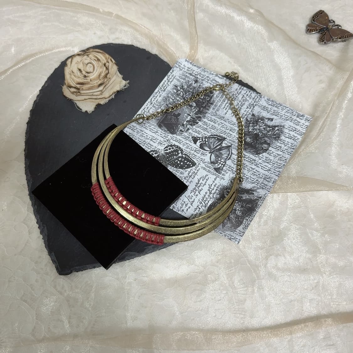 빈티지 뜨개질 랩 황동 목걸이 상품이미지3