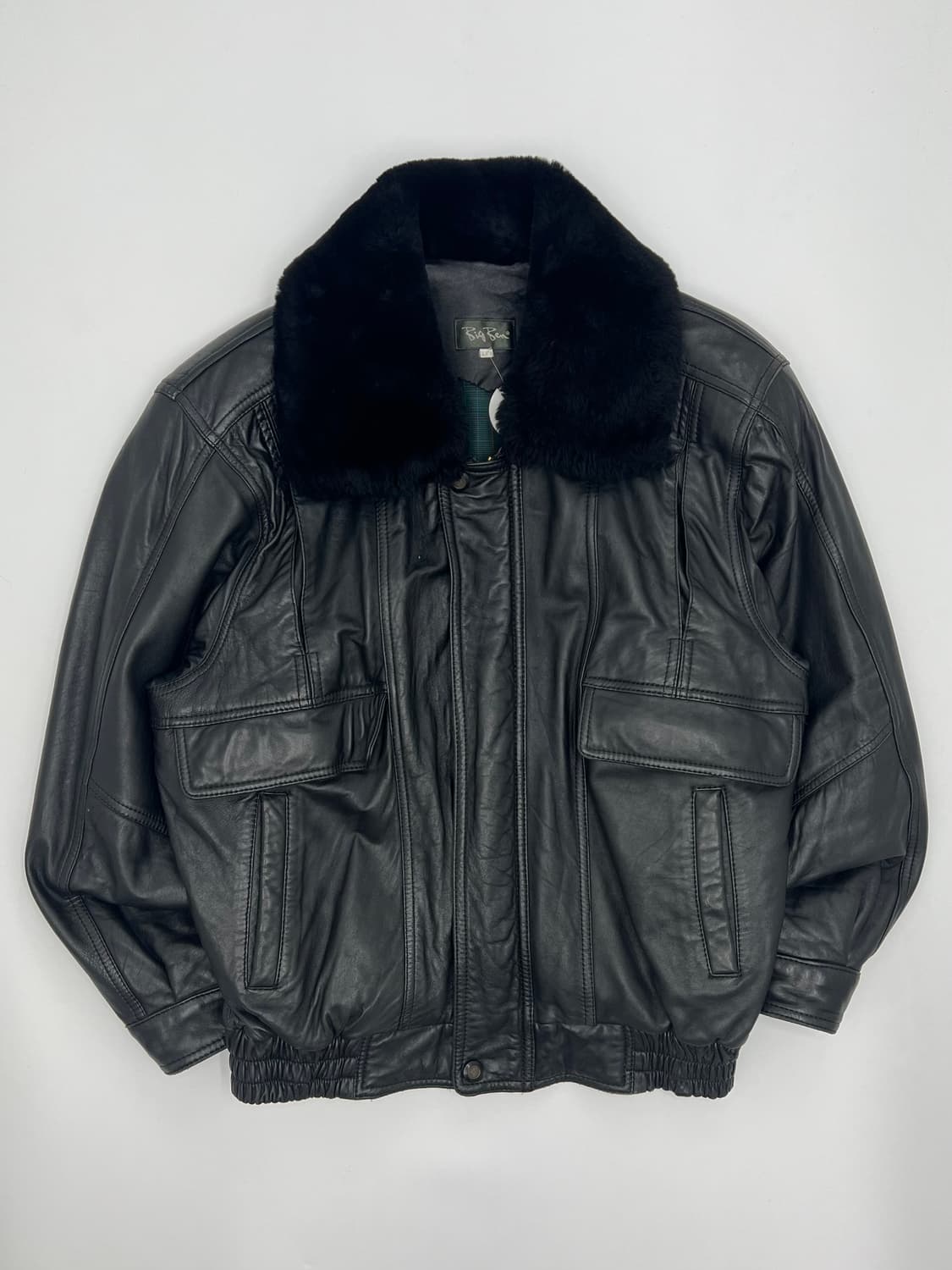 빈티지 퍼 카라 램스킨 레더 봄버자켓 상품이미지1