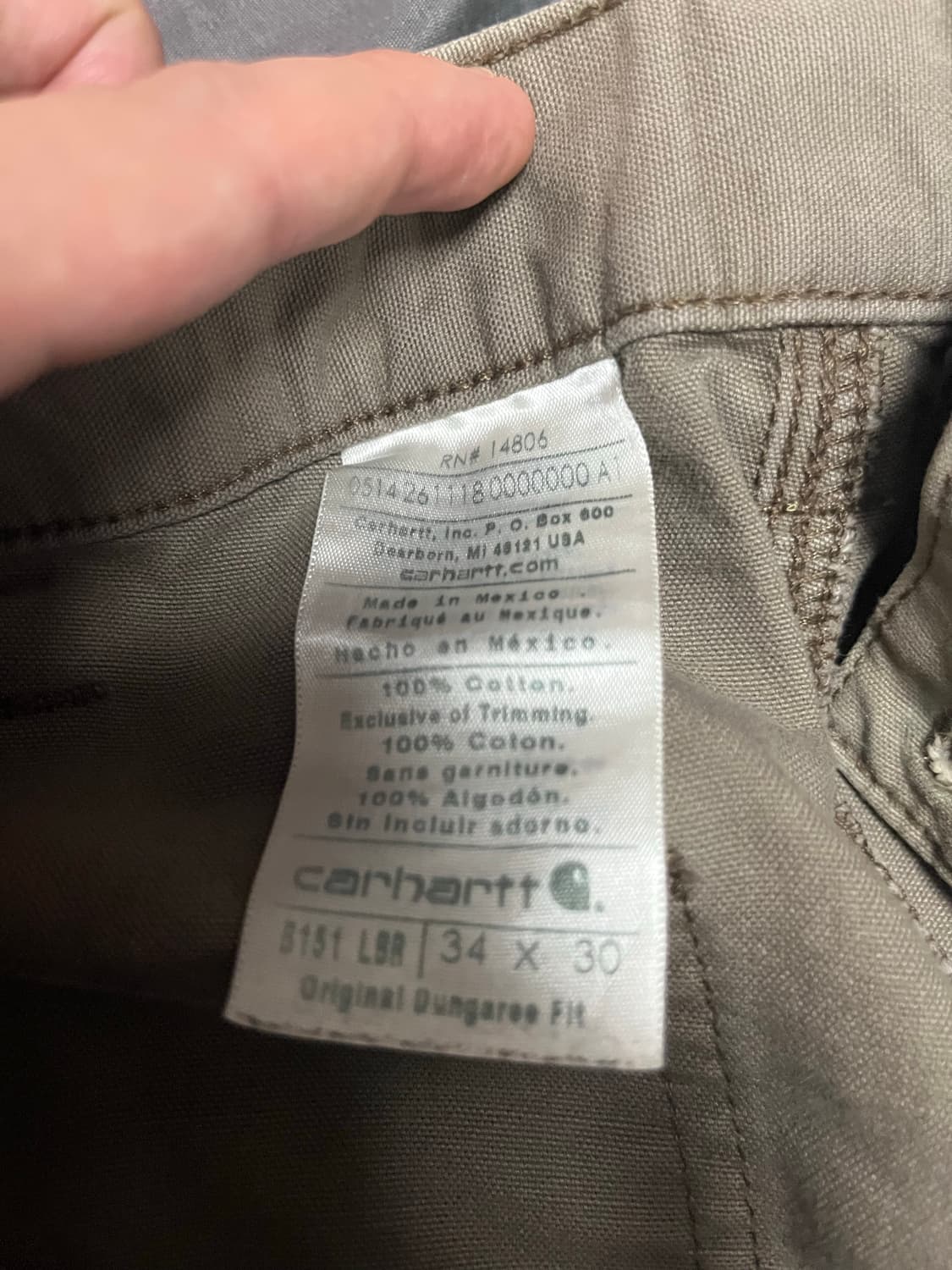 칼하트 카펜터 B151 던가리 핏 34x30 상품이미지3